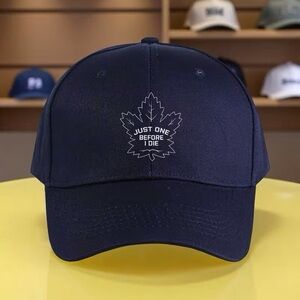 Navy “Just One Before I Die” Maple Leafs Pun Cap with Adjustable Back